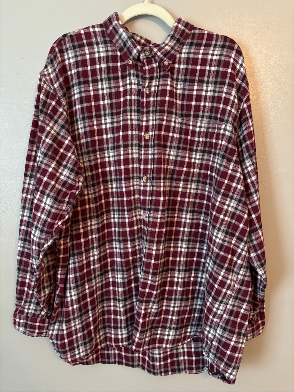 RedHead Men's Burgundy and White Plaid Button-Down Shirt